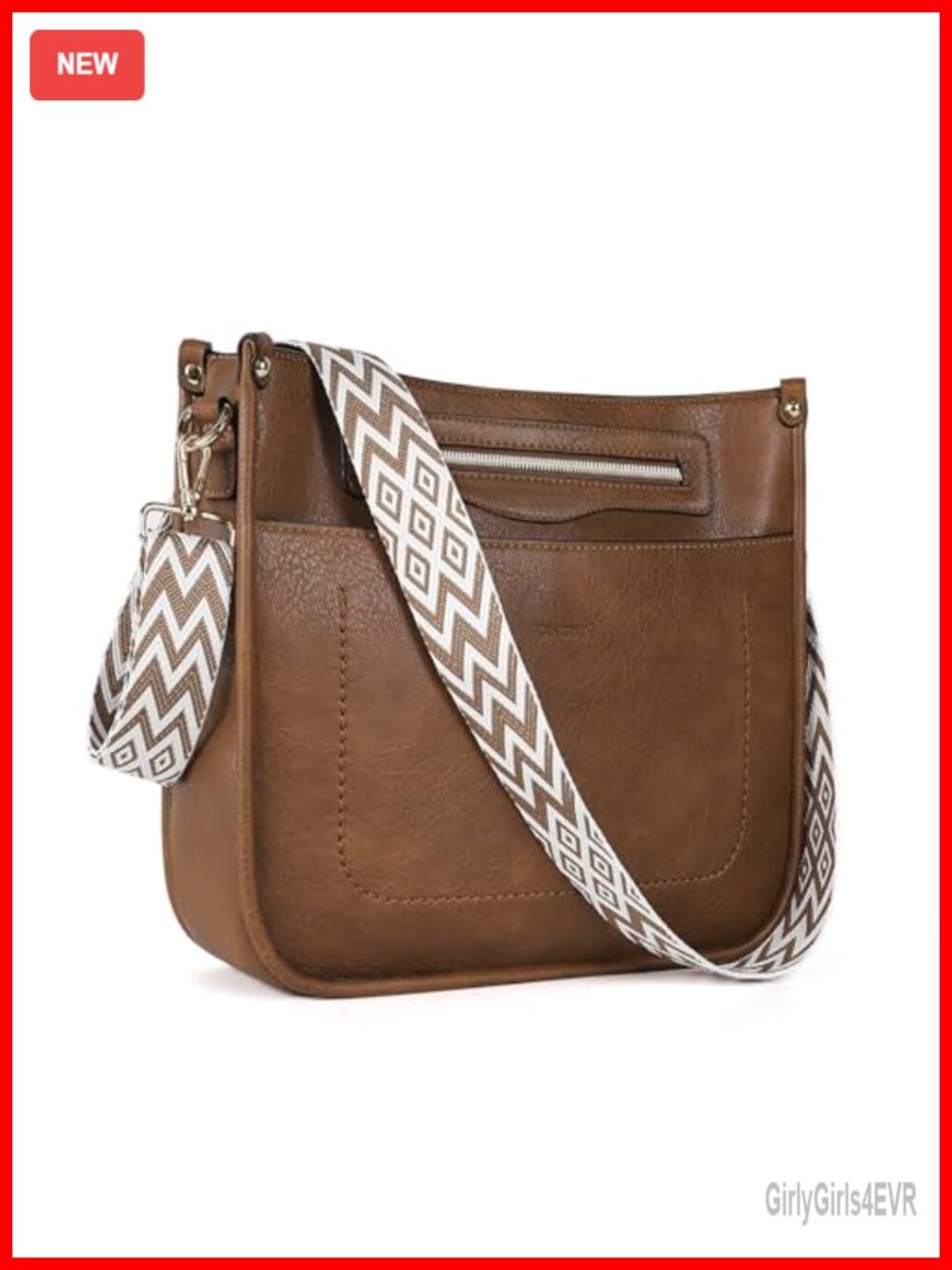 Vegan Leather Crossbody Hobo Bag Multi-Pocket Travel Purse